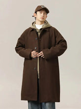 Hearujoy Retro Double-sided Wool Coat Men's Medium-length Knee Tweed Autumn Winter Thickened Suit Wind Coat Jacket Warm Soft Botton Long